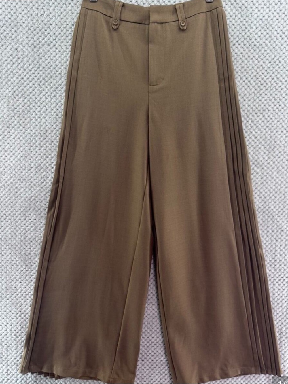 Commense Pants Womens S Brown High Rise Wide Leg Palazzo Pleaded Side Career New